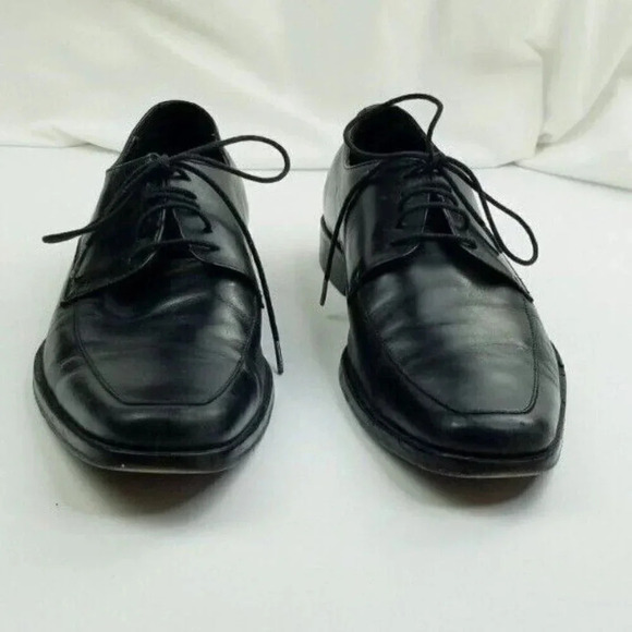 Hugo Boss Size 10 Men's Lace Up Embossed Logo Black Leather Shoes - Picture 11 of 12